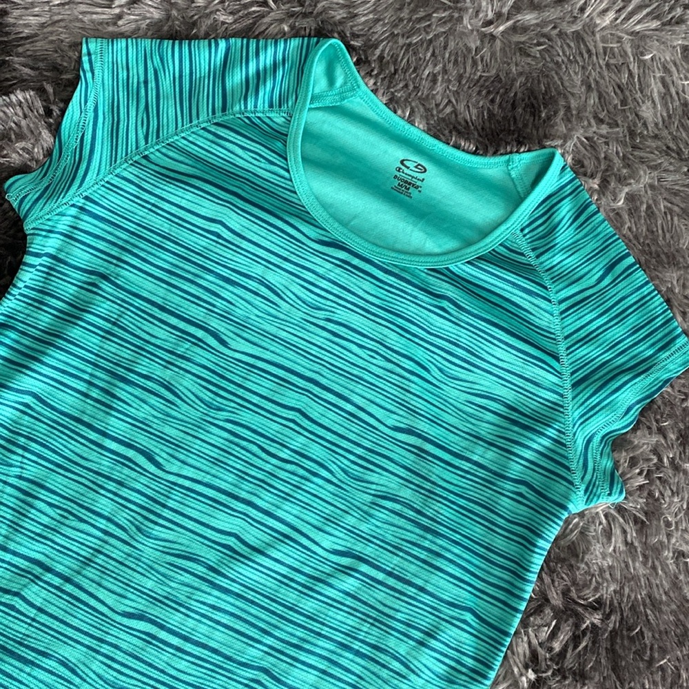 Champion duodry dark seafoam green and navy horizontal strap sporty top - Picture 3 of 17